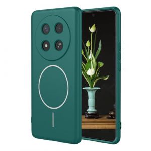 YUECXIN Magn&eacute;tique Coque pour Honor Magic 7 Lite 5G (Magic7 Lite) / X9c Compatible avec la Charge sans Fil Magsafe, Tr&egrave;s Mince Doux Silicone Liquide &Eacute;tui, Antichoc TPU Bumper Housse.Vert Fonc&eacute; (YUECXIN, neuf)