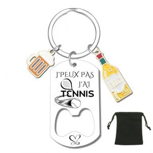 LUODAN Cadeau Porte-cl&eacute;s - Sp&eacute;cial Passionn&eacute;s- J'peux pas, J'ai - pour Basket Chasseur Football Golfeur Motard P&ecirc;cheur Cycliste Rugby Cadeau - id&eacute;e cadeau dr&ocirc;l - cr&eacute;ation (j'ai tennis) (hangzhoujiaranzhuangshicailiaoyouxiangongsi, neuf)