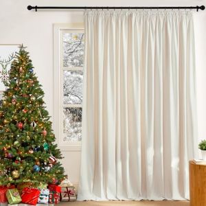 PONY DANCE Rideau Velours Isolant Thermiques Anti Froid/Chaleur pour Enfant Adulte Chambre Salon, Galon Fronceur Design Moderne, L 300 x H 240cm, Blanc Laiteux, Lot de 1 (RYB HOME EU, neuf)