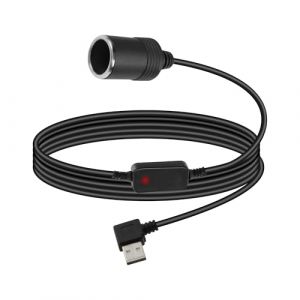 RIIEYOCA USB A M&acirc;le vers Allume-Cigare C&acirc;ble Convertisseur, 5v &agrave; 12v 90 Degr&eacute;s Angle Droit USB A vers Allume-Cigare Adaptateur Femelle pour Dash Cam, GPS, Enregistreur de Conduite (1,2M) (FUHONGLI, neuf)