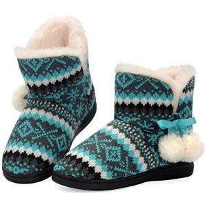 GURGER Chausson Montant Fille Enfant Peluche Hiver Chausson Fille Gar&ccedil;on Chaussons Bottes Bottines Fourrure Chaud Pantoufles Bleu Taille 36 37 (DOSYIKES, neuf)