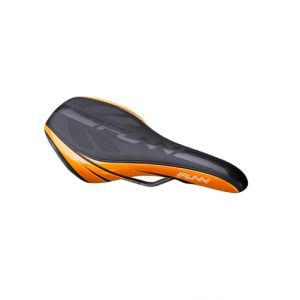 Selle VTT Funn ADLIB HD, Rails cromo, rev&ecirc;tement Cuir Vinyle, Black/Orange (GraniteDesign, neuf)