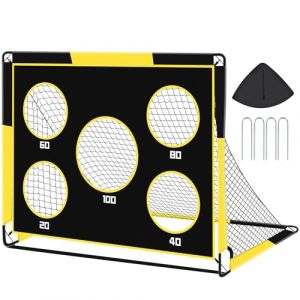 Gofady But de Football pour Enfants, Filet de Football 2 en 1 avec 5 Cible et Sac de Transport, Cage de Foot Enfant Exterieur pour Jardin Intérieur et Extérieur (Jaune, 150 * 120 * 120CM) (AG-Hong, neuf)