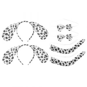 VILLFUL 2 Ensembles Costume Halloween Déguisement Chien Dalmatien Oreilles Bandeau Nœud Queue Cosplay Accessoires Fête Garçon Fille Adulte (WANHALA, neuf)