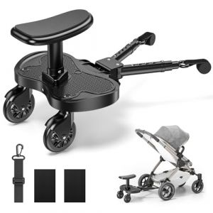 BugyKido Planche Poussette Universelle, Marche Pied Poussette Universelle avec Siège, Compatible Avec 99% des Poussettes, Planches à roulettes pour Enfants de 2 à 6 Ans (25KG) (LOUXIAOLEI LIMITED, neuf)