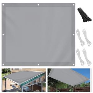 Voile d'ombrage toile imperméable, sans perçage, bloque les UV, résistant aux intempéries avec cordes et attaches pour pergola, terrasse, balcon, tonnelle, jardin (3 x 4 m, gris) (wzxeugo, neuf)