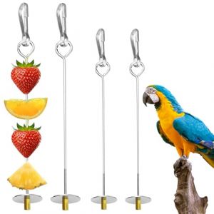 Brochettes pour Oiseaux, 4 pi&egrave;ces, mangeoire pour perroquets, brochettes de l&eacute;gumes en Acier Inoxydable, Support pour Fruits, brochettes de l&eacute;gumes pour Oiseaux, Support pour Aliments pour Fruits (UTXN FR, neuf)