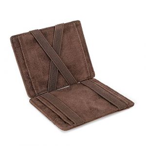 CONTACTS Portefeuille pour Hommes Rabat en Cuir v&eacute;ritable, Slim Magique Portefeuille Porte-Carte d'identit&eacute; RFID Porte-Monnaie Intelligent &Eacute;tui de Poche Avant avec bo&icirc;te Cadeau, Marron-8 (Contacts Wallet, neuf)