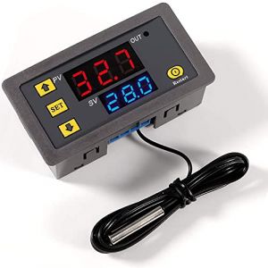 Greluma 1 pièce contrôleur de température numérique AC 110V-220V 10A avec sonde NTC 10K étanche,thermostat de chauffage refroidissement interrupteur capteur mètre plage dès -50 ℃ à 110 ℃ (Lumatech-EU, neuf)