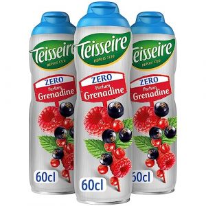 Teisseire Zéro Sucre, Sirop de Grenadine pour Boisson Rafraîchissante, Cocktails, Bidon 3x60cl (THE SIROP SHOP, neuf)