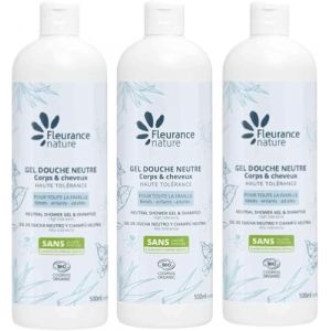 Fleurance Nature- Gel douche Neutre-Certifi&eacute; Bio Cosmos Ecocert- 500m-(Lot de 3) ph neutre, sans savons- sans parfums- extra doux- pour peau sensible et atopique- pour adulte, enfant et b&eacute;b&eacute;- 23143 (FLEURANCE NATURE FRANCE, neuf)