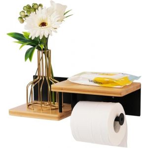 Neuytiky Porte-papier toilette avec étagère, porte-rouleau de papier toilette en bois sans perçage, porte-papier toilette en bois pour plusieurs rouleaux, porte-papier toilette pour salle de bain et (OÜ Bolitso, neuf)