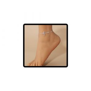 JUSTUSNX croix pendentif r&eacute;glable cha&icirc;ne de pied strass cha&icirc;ne de pied plage d'&eacute;t&eacute; cha&icirc;ne de pied femme et fille (B) (shinuoximaoyi, neuf)
