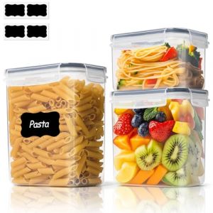 ComSaf boite hermetique alimentaire Lot de 3 0,8L + 1,4L + 2L, boites avec couvercle herm&eacute;tique pour cuisine et placard, boite alimentaire plastique pour farine, riz, muesli et c&eacute;r&eacute;ales boite cereales (Mucihome-europe, neuf)