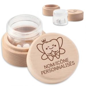 QSZ Boite a Dents de lait Personnalis&eacute;e Ic&ocirc;nes Nom Grav&eacute;es Personnalisables Bois Boite &agrave; Dent de lait Personnalisable Bo&icirc;te en Acrylique Int&eacute;gr&eacute;e Cadeau pour Gar&ccedil;on Fille (boite a dents de lait) (QSZ Store, neuf)