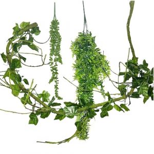 Allazone 4 PCS Décor de L'habitat Reptiles, Plante Tombante Artificielle, Décoration pour Lézards Terrarium Branche Decorative pour Lézard Escalade, Caméléon, Gecko, Serpents, Tortue (Aircris, neuf)