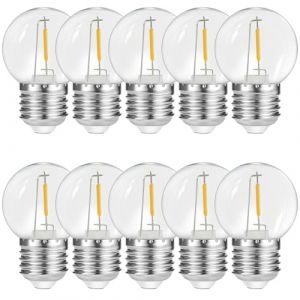 Suncan Lot de 10 ampoules LED de rechange pour guirlande lumineuse d'ext&eacute;rieur, 1 W E27 ES G45 pour f&ecirc;te, jardin, plastique, blanc chaud 2700 K (Suncan, neuf)
