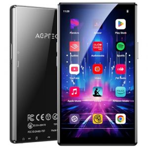 AGPTEK 128Go Lecteur MP3 Bluetooth WiFi, MP4 Spotify Android 13 avec 5"&Eacute;cran Tactile HD, Compatible avec Deezer, Amazon Music, YouTube, Pandora, Audible, Libby, MP4 Enfant avec Contr&ocirc;le Parental, Noir (Dreameater, neuf)