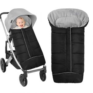 Rakuker Chanceliere Universelle pour Poussette, Chanceliere Bebe Poussette, Imperm&eacute;able D&eacute;tachable Sac de Couchage B&eacute;b&eacute; Hiver avec Fermeture &Eacute;clair et Capuche, Couverture Poussette Bebe Hiver (Noir) (FUNRPETA S.R.L., neuf)