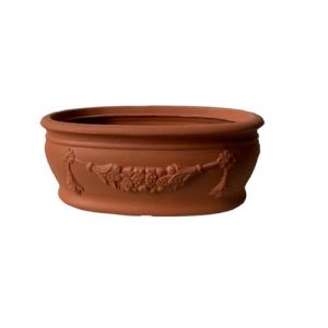 Garden Italia Jardini&egrave;re Ovale avec Guirlandes pour Fleurs ACOG 40 cm - Hauteur 16 cm en R&eacute;sine Couleur Terre Cuite Fabriqu&eacute; en Italie pour Int&eacute;rieur et Ext&eacute;rieur - R&eacute;sistant au Gel - L&eacute;ger (Win2Win Distribution, neuf)