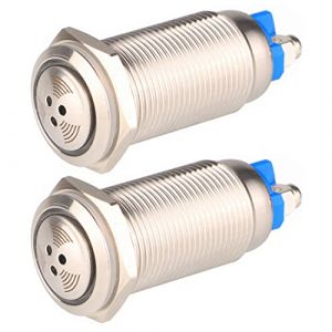 Gebildet 2pcs AC DC 12V 19mm en Acier Inoxydable LED Rouge Flash Alarme 80dB Indicateur Lumineux avec Sonnerie de Lampe, pour Panneau de Commande Electrique,Projet de Bricolage (Gebildet-FR, neuf)