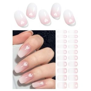 Wahrshei Vernis Autocollant UV | Coeur Rose Ombre Autocollant Ongle Gel UV | 20pcs Film pour Ongles Autoadh&eacute;sif | Gel Nail Stickers, Autocollants et Pochoirs Pour Nail Art (ChenAn beauty, neuf)