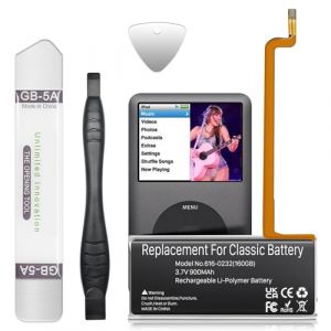 616-0232 Batterie, 900mAh Batterie Haute capacit&eacute; de Remplacement Compatible avec iPod 5&egrave;me - 7&egrave;me g&eacute;n&eacute;ration Video Classic A1136 A1238 6&egrave;me 80GB 6.5&egrave;me 120GB 7&egrave;me 160GB 5&egrave;me 30GB (Wavypo EU, neuf)