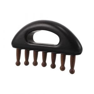 Homoyoyo Peigne de Massage en Bois de Santal Naturel &agrave; Dents Larges Masseur de Cuir Chevelu Anti-Statique pour Cheveux &Eacute;pais et Boucl&eacute;s Brosse de Pression M&eacute;ridienne pour Soin Capillaire (S Wisdom HF, neuf)