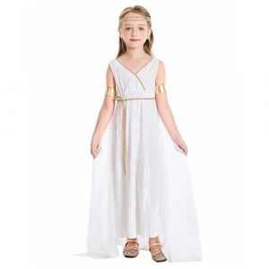 Robe de d&eacute;esse Grecque pour Les Enfants, Polyester Blanc Grec Grec Costume Athena to Toga Roman Greek Robe Halloween Costumes Cosplay Accessoires grecs Accessoires (mewmewWwww, neuf)