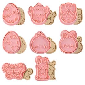 LAJUP 8 Pièces Emporte-pièces, Coupe-Biscuits,Moule à Biscuits de Pâques,Pâques Moule à Biscuits Outil,DIY Décoration Gâteau Fondant Cookie,Papillon Lapin Poussin Oeufs de Pâques Biscuits Moule (KUNKUN YU, neuf)