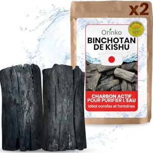 ORINKO ® Binchotan Bio Charbon Actif Eau x2 – Puissante Filtration Naturelle 3L/Bâton – Chêne Japonais Authentique (Kishu, Wakayama) – Idéal pour Carafe, Fontaine, ou Gourde - Taille L (Eslab, neuf)