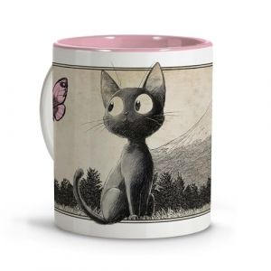 Tasse avec motif de chat de style anime. Tasses originales &agrave; offrir. Cadeaux geek pour femme. Cadeaux pour les amoureux des chats. Chavenas. Tasse d'automne Chat Jiji. Bangles Ingra&ccedil;adas Tasse dr&ocirc;le (LolaPix, neuf)