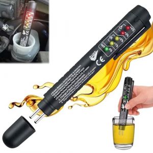 QEEROYO Testeur de Freins,Testeur de Liquide de Frein,Stylo Testeur Liquide de Frein Automobile,Frein testeur de Liquide Détecteur, 5 Indicateurs LED, Peut Test DOT3 DOT4 DOT5 (OliveeeBeauty, neuf)