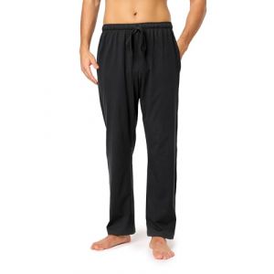 Timone Pantalon Pyjama Homme 100% Coton - Bas de Pyjama Confortable, Respirant, Coupe Droite, Taille Élastique, Poches Pratiques - Idéal Nuit, Détente, Maison - TPP-001 (Noir, 5XL) (Hisert, neuf)