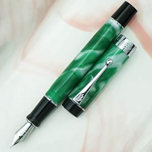 Jinhao 100 Classic Stylo-plume &agrave; pointe fine en cellulo&iuml;d marbr&eacute; vert et blanc avec convertisseur et &eacute;tui en m&eacute;tal (Eorfa Direct, neuf)