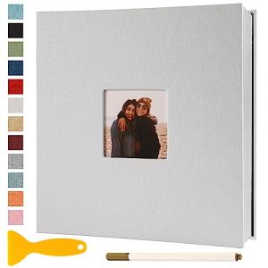 Album Photo Adhesif Vierge 33x32 CM Classeur Photo Livre Photo Personnalisable Scrapbook de Classe Mariage Livre D'or Enfant Bebe Carte Postale DIY, 40 Pages Blanc (Semfalbuums, neuf)