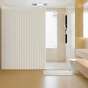 Icegrey Rideau de Douche Magn&eacute;tique Pliable Imperm&eacute;able avec Crochets, R&eacute;sistant aux &eacute;claboussures, Rideaux de Douche en Polyester Lin pour Salle de Bain, Beige, 100x180cm (1Glance EU, neuf)