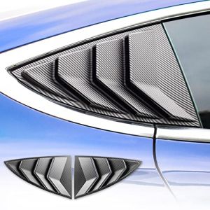 KUNGKIC Lot de 2 persiennes de fenêtre latérale arrière pour Tesla Model 3 2017-2024,Housses de persiennes de fenêtre, ABS,Pare-Soleil,Pluie,décoration extérieure Cool (Fibre de Carbone Mat) (KUNGKIC Auto, neuf)