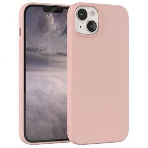 EAZY CASE Coque de protection en silicone pour iPhone 14 Plus, en silicone rose, souple, r&eacute;sistante aux chocs, avec protection de l'appareil photo, fine, protection TPU, antichoc, vieux rose pastel (EAZY CASE GmbH, neuf)