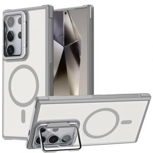 Verco Coque de protection pour Samsung Galaxy S24 Ultra, magn&eacute;tique, hybride, avec protection de l'appareil photo rabattable en verre, gris mat (ATS-Discounter, neuf)