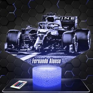 Lampe de chevet, Veilleuse Tactile Formule 1 F. Alonso F1 Lampe 3D LED illusion, Idée cadeau Noël anniversaire garçon et fille Effet Hologramme 3D chambre d'enfant ou adulte TOP (Lampephoto-fr, neuf)