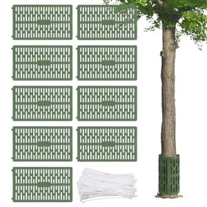 CPROSP 9 Pièces Protection de Tronc d'arbre 33 * 20cm, Protection Autour des Arbres en Plastique Taille Réglable, pour la Protection Contre Les Animaux et Les Tondeuses à Gazon, Vert Foncé. (CPROSP, neuf)