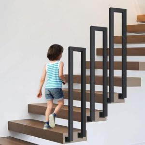 OVLRIJP Garde Corps Escalier en U, Main Courante pour Escalier, Rampe Escalier, Rambarde Escalier Intérieur pour Grenier, Couloir, Jardin, Intérieur et Extérieur (120cm, Montage Latéral-Noir) (YuHengBoKeJi, neuf)
