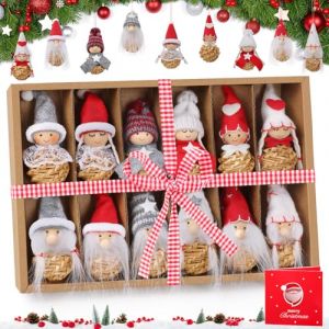 12 Pièces Decoration Noel Sapin Suspension,GNOME de Noel Decoration Arbre de Noel,Lutins de Suspension Noel Tissage de Paille à la Main,Pendentifs pour Sapin de Noel,Decoration Noel Lutin Gnomes Ange (HUZIWA PTI LIMITED, neuf)