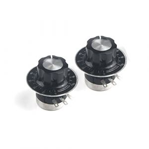 Switian 2Pack RV24YN20S B203 20K Ohm Potentiomètre à Cône Rotatif à Film de Carbone à Un Tour, Utilisé pour la Régulation de la Vitesse de L'inverseur, Compris Potentiomètre 2 Boutons A03+2 Cadrans (Ytian, neuf)