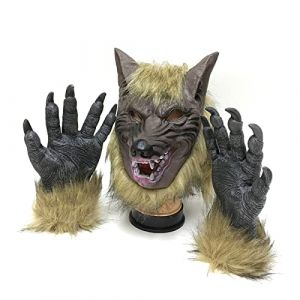 FLAVNTEL Masque de Loup en Latex avec Griffes de Loup, Couvre-chef de Loup + gants de Loup pour Cosplay, Jeux de Société, Cadeau Amusant pour Mardi Gras, Mardi Gras et Costume d'Halloween (SEIDENFAD CONSULTING GMBH, neuf)