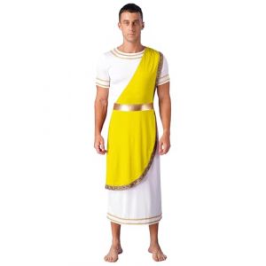 Runhomal Deguisement Dieux Grec Homme Adulte Empereur Romain César Grec Costume de Dieu Grec Grèce Romain Halloween Carnaval Fête A Jaune XXL (Runhomal EU, neuf)