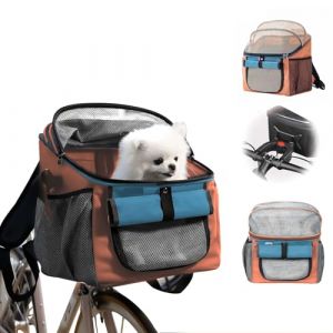 mumisuto Panier de Vélo Avant pour Chiens Chats, Sac de Transport Chat Chien, Panier à Vélo, Sac à Dos, Sac à Bandoulière, Sac de Transport de Voiture, pour Chats Chiots (Orange) (Mairubo, neuf)