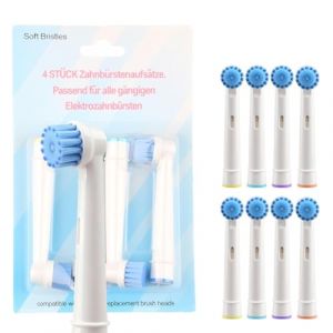 Lot de 8 Sensitive Clean Brossette de Rechange à Dent Electrique pour Électriques Braun Oral B Modèles Têtes Brossettes pour un Nettoyage des Dents en Douceur, Technologie de Poils Ultra-Fins (ShiHuoXin, neuf)