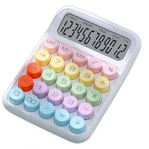 Calculatrice à Clavier mécanique, Calculatrice inspirée de la Machine à écrire, Bouton Rond, Grand écran, Portable, Facile à Utiliser, pour Le Bureau, l'école, la Maison, Calculatrice à Blanc (Qkkinhg, neuf)